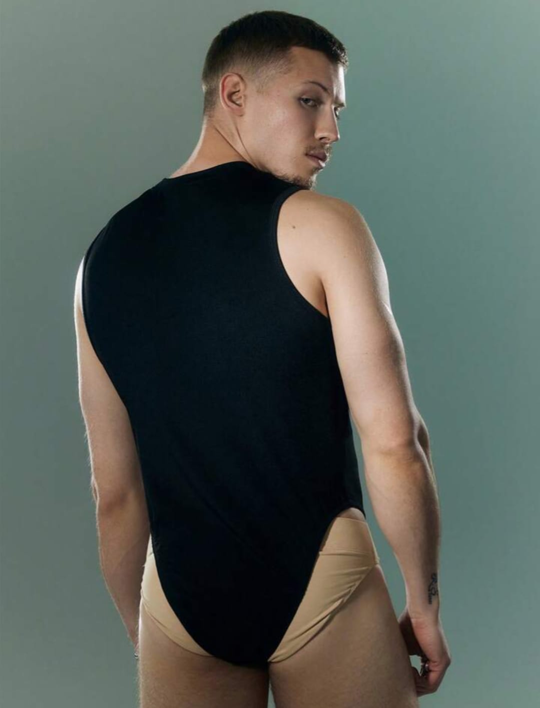 Men’s Sleeveless Mesh Panel Bodysuit